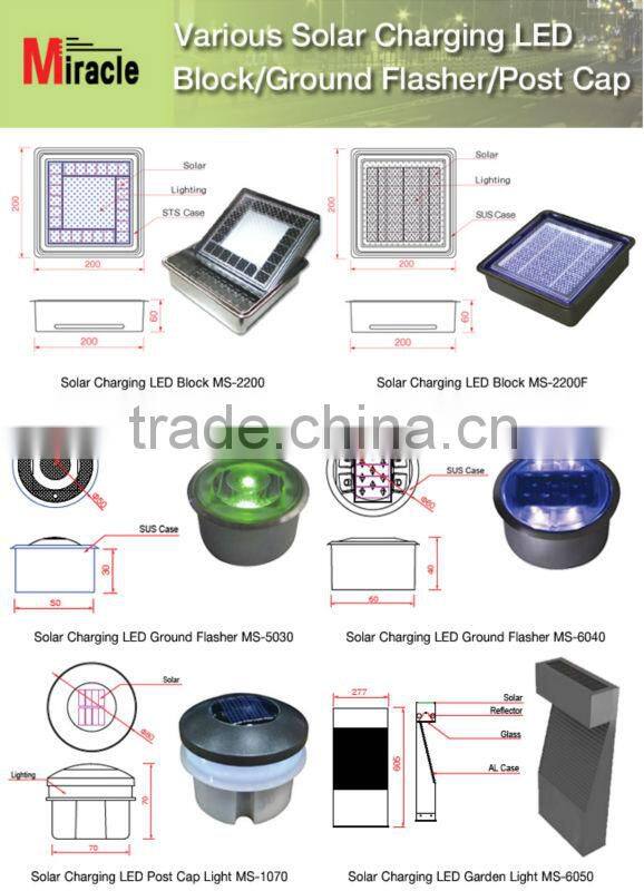 Solar Powered (Charging) LED Cat Eye (Road Stud / Pavement Marker) MS-110(Aluminum Alloy Waterproof IP68 Burial Type)