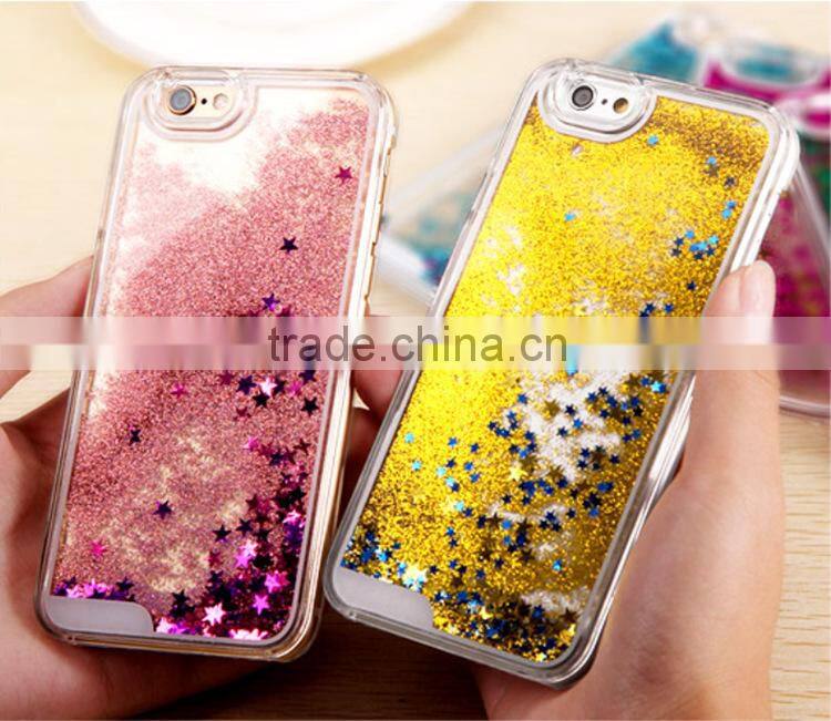 Glitter Bling Stars Liquid Novelty Colourful Tpu Phone Case For apple iphone 6 6s plus
