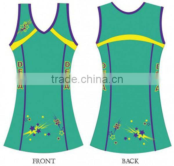 Sexy netball dress color orange design oem