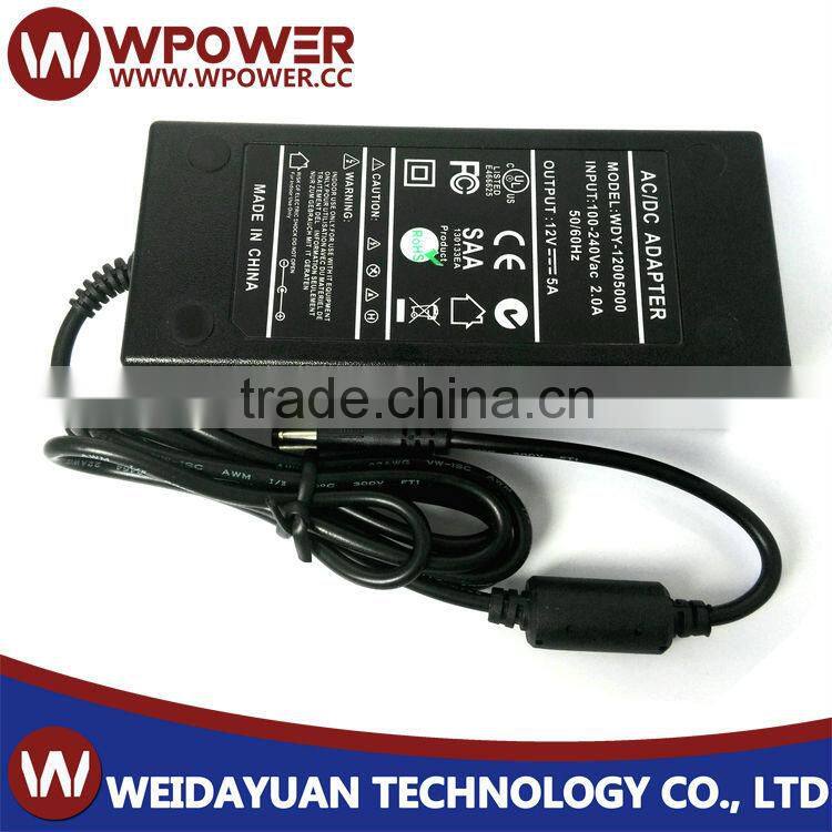 led strip power supply 12v 5a plug power adapter for modem FCC UL CE KC SAA GS PSE