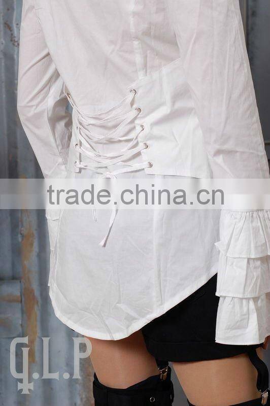 Cotton White Lace Short sleeve Cotton Lolita Blouse 81031
