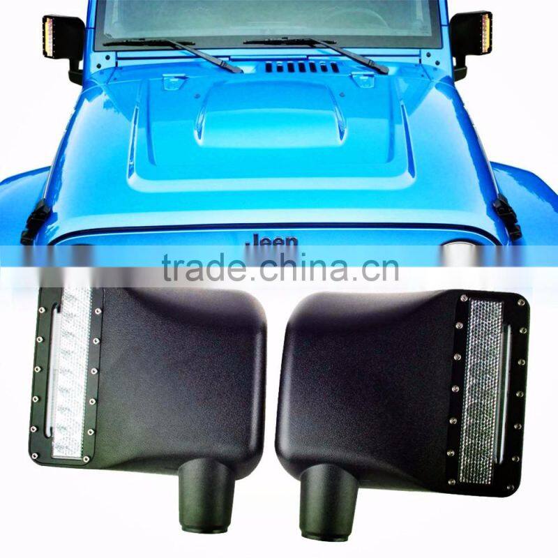 27W Car LED Rearview Side Replacement LED Off road Mirror Turn Signal Lights White / Amber Beam For Jeep Wrangler 07-15