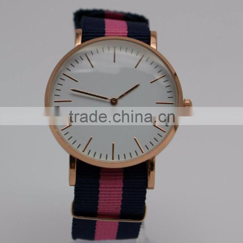 2016 Top Brand Fashion Stainless Steel Nylon Strap Sports Wristwatch Quartz Movement Watch