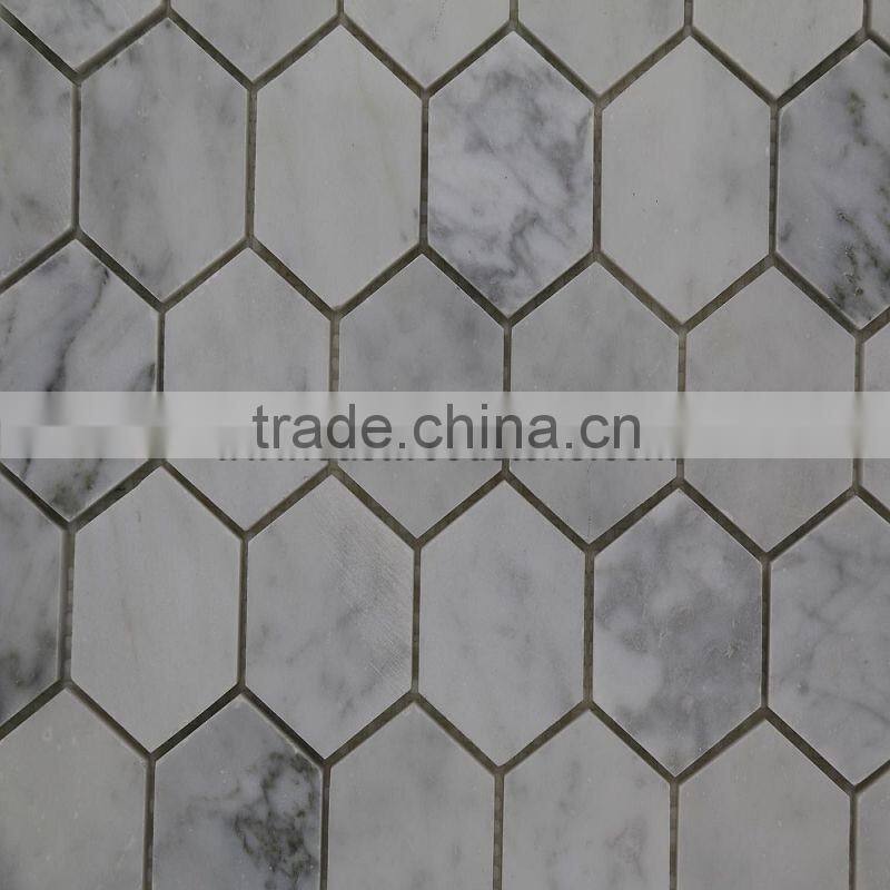 white marble mosaic stone wall tile