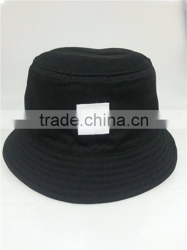 custom reversible bucket hat with woven label patch logo
