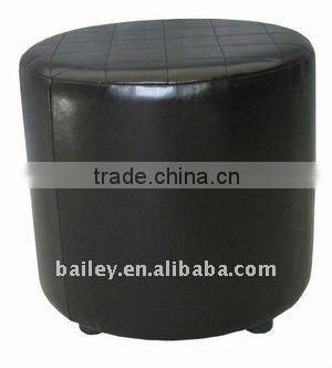 Fabric leopard round ottoman stool