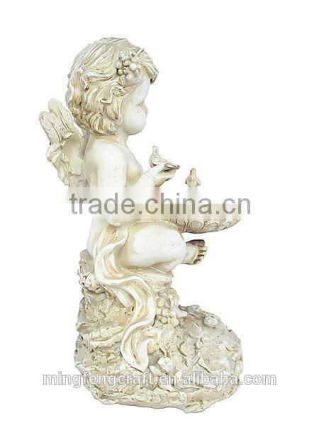 Polyresin Garden angel statues bird feeder