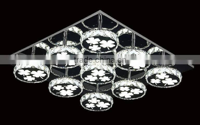 Square 9 head drop light pendant light crystal chandelier& pendant lighting crystal lamps