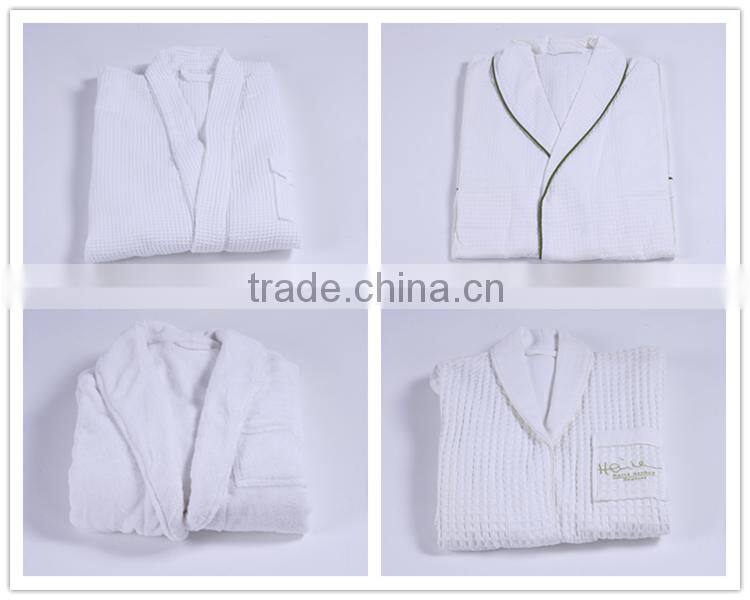 LinenPro Eliya Custom Made Kimono Waffle Weave Bath Robe Thin Cotton White Wholesale Bathrobe for High End Hotel