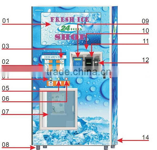 Full Automatic Bag Ice And Bulk Ice Vending Machine/ Outdoor Ice Vending Machine/ Coin And IC Card Operate Ice Vending Machine