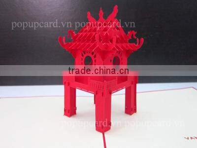 Viet Nam Girl and lotus flowers greeting pop up card