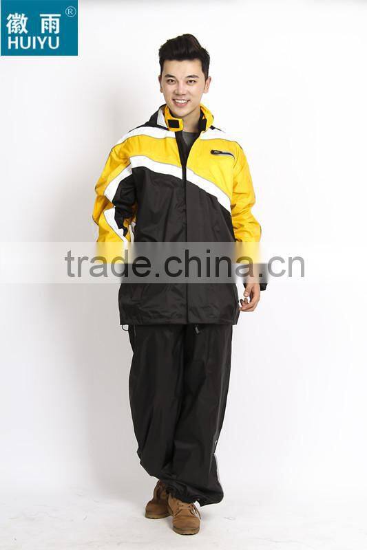 en471popular raincoat with reflective strips factory eflective traffic fluoescent unisex raincoat emergency raincoat with lining