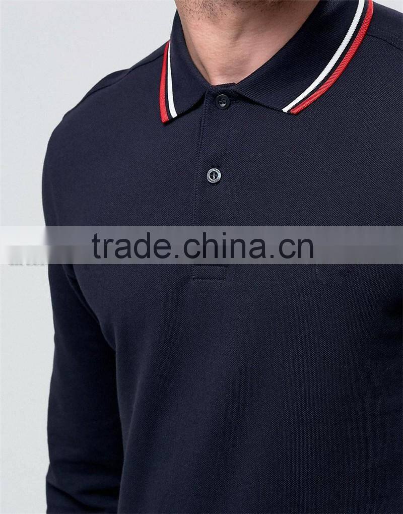 2016 New Pique Polo Shirt With Long Sleeves