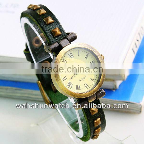 top rated factory direct selling cheap rivets strap women leather watch for gifts