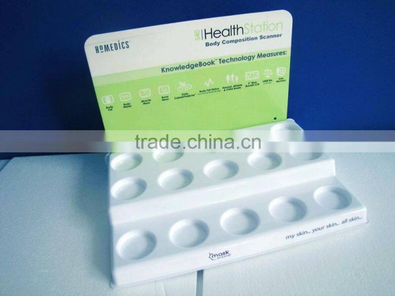 OEM cosmetics plastic display stand, plastic tray, blister