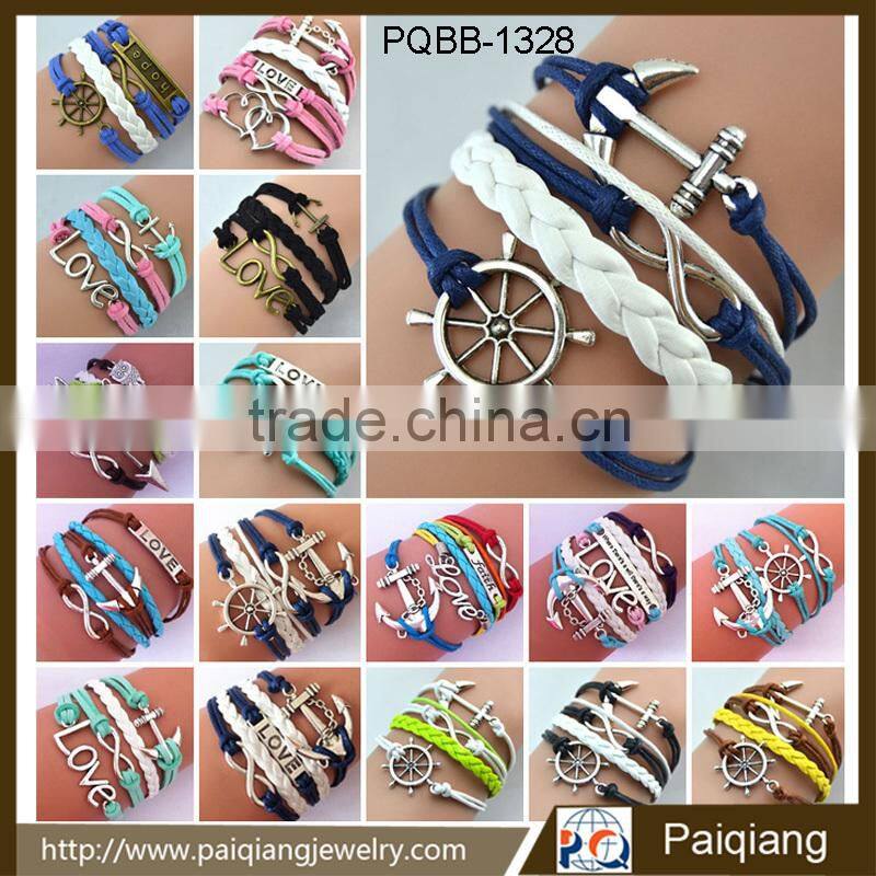 Wholesale fashion european style navy nautical rope woven men hand bracelet