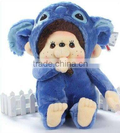 Blue stitch monchhichi plush doll