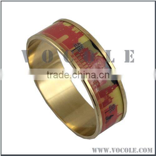 Trendy Stainless Steel Handmade Oil-spot Glaze Enamel Bangles