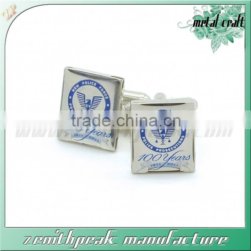 2016 Newest Design Silver Green Enamel Stainless Steel Cufflink For Men