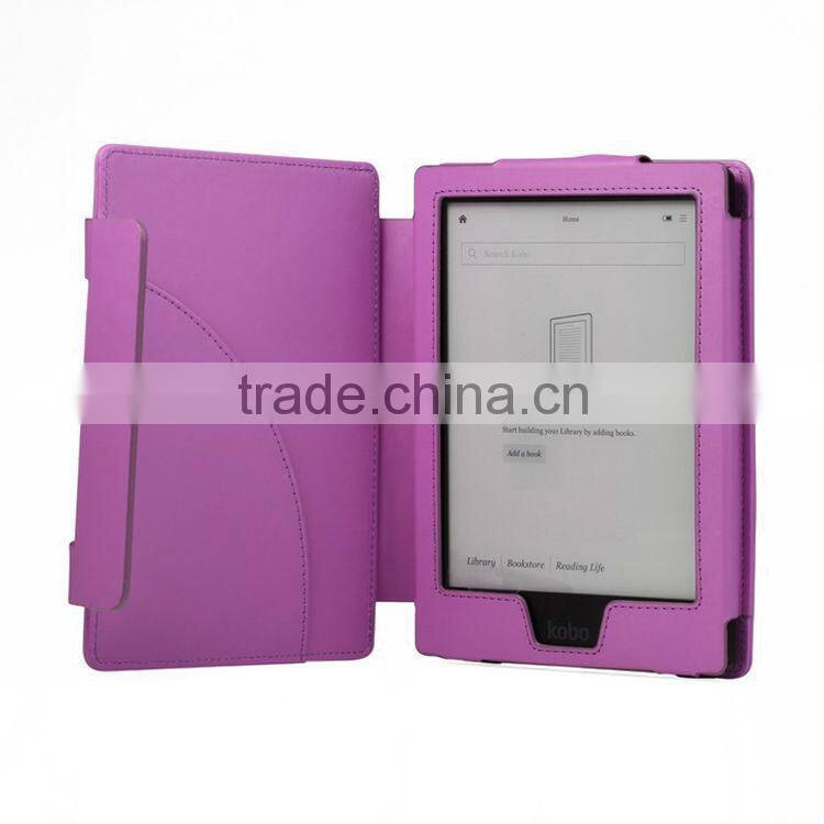 Book style Leather Case for kobo aura hd,Stand Leather case for kobo aura hd
