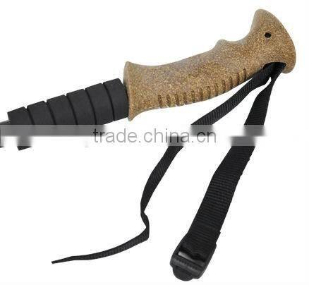 3 section aluminum telescopic cork wood rubber adjustable trekking pole nordic wooden walking stick