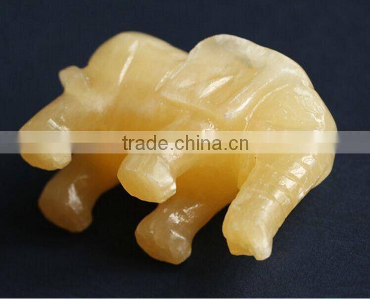 yellow crystal gemstone animals elephant carving