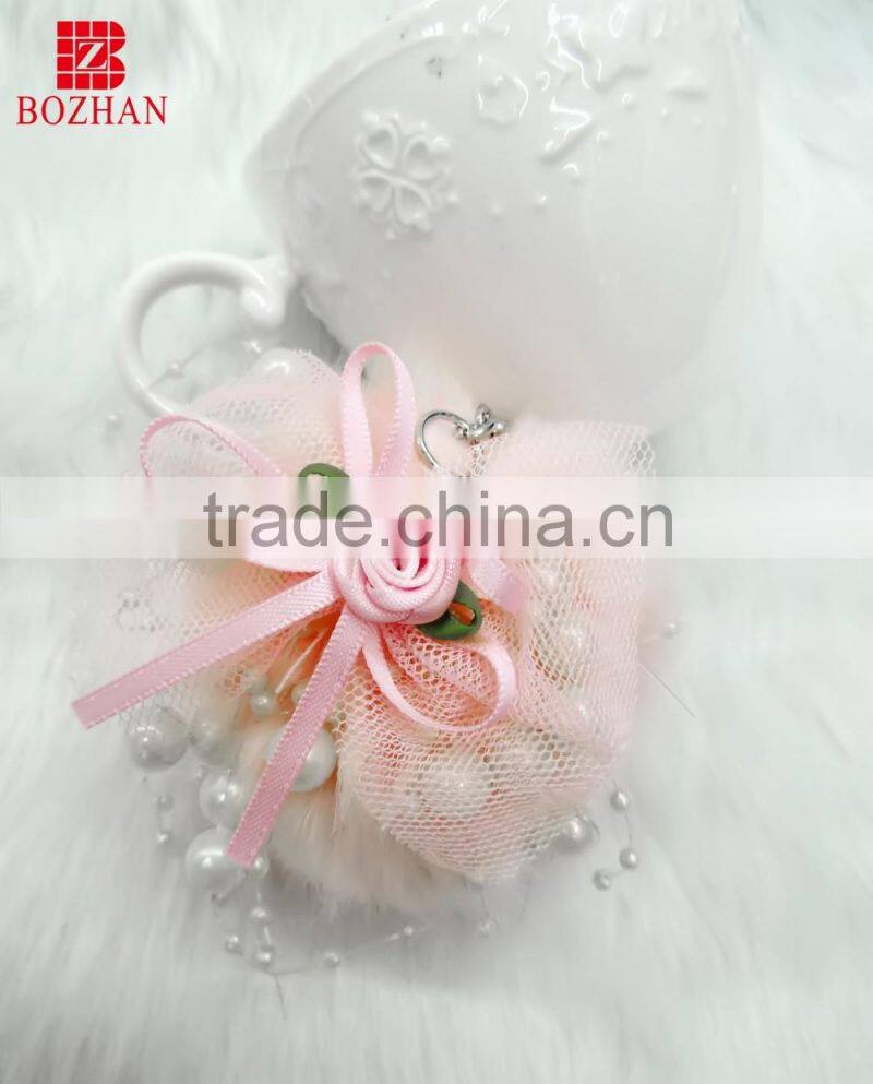 Maker design hot sale pompom keyring for gift