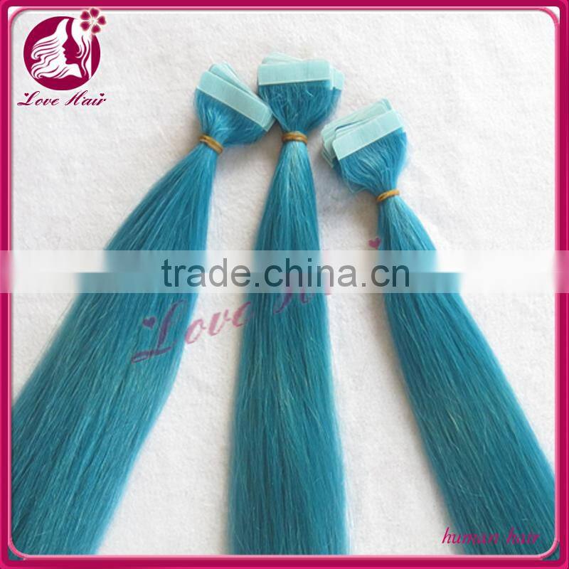 Cheap European hair, double drawn colorful ombre remy tape hair extension