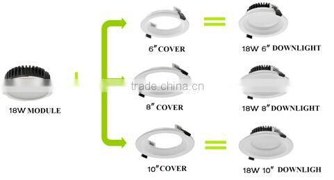 Singapore ,18W, 6inch or 8inch or 10inch cover, Emergency LED Downlight Fitting with Samsung LEDs, Dimming detachable downlight