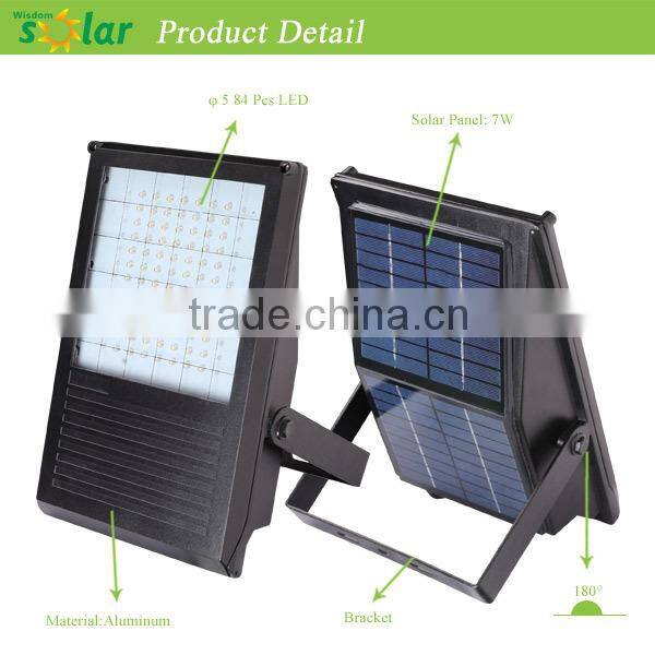 Aluminum 7w solar panel portable led outdoor solar flood light for garage (JR-PB001)