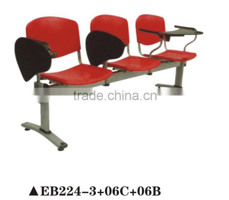 3-seater plublic plastic waiting chairs with strong armrest EB224-3+06C+06B