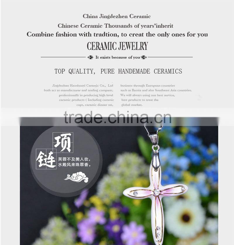 Hot selling Jesus cross ceramic pendant necklace
