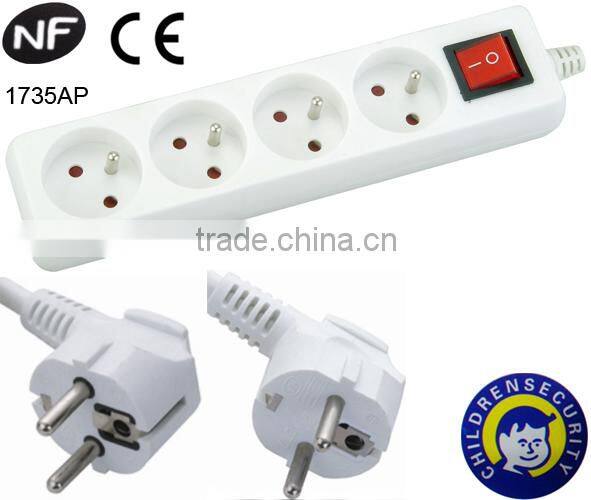 250V French switch Socket 4 outlets with CE NF approved