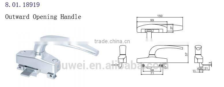 Aluminum Window Parts External Opening Window Lock Handle Casement Window Lock Handle