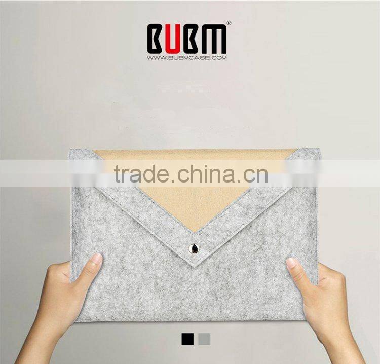 2015 BUBM Grey Pure Wool Felt Fabric Carrying 13 inch Computer Notebook Case Bag