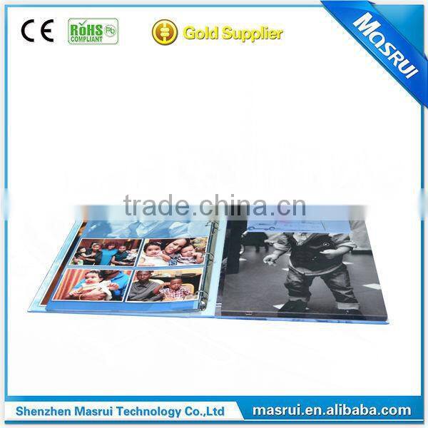 hardboad muti-page print video brochure/video book each page with light sensor control video paly