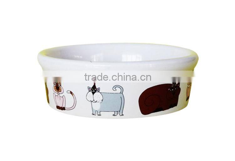 Hot sale high quality white round ceramic pet bowl for cat
