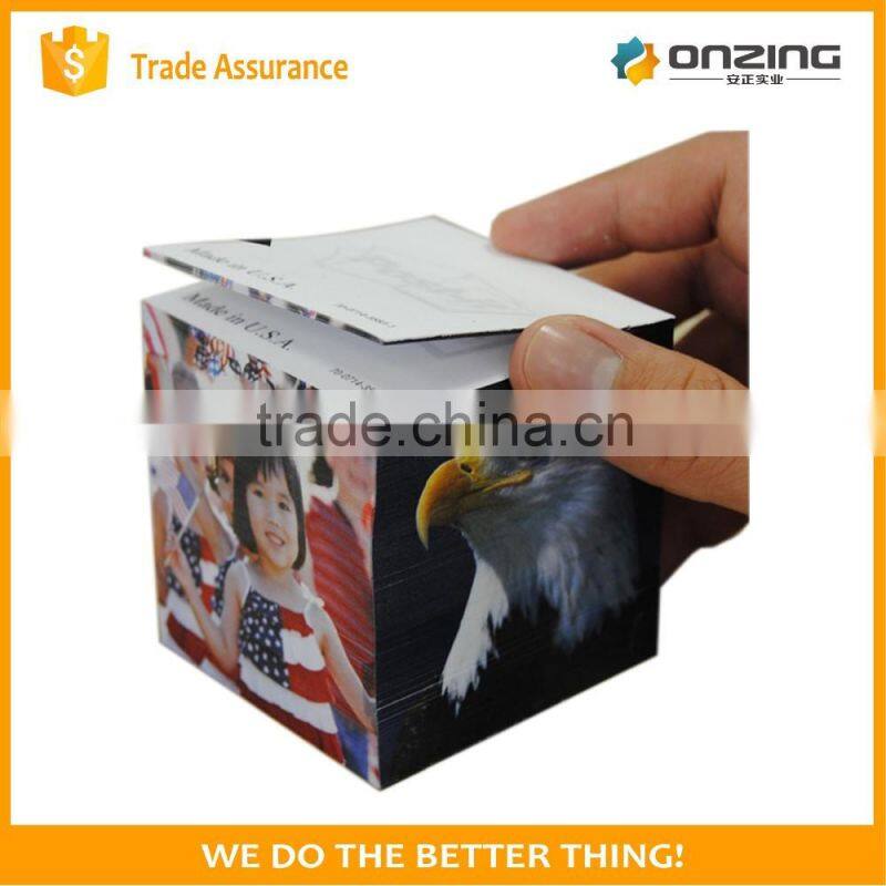 Promotional 75*75*75mm memo block note pad with printing on sides