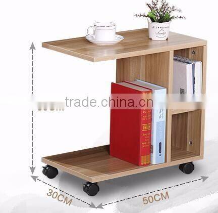 wooden modern coffee table with wheel