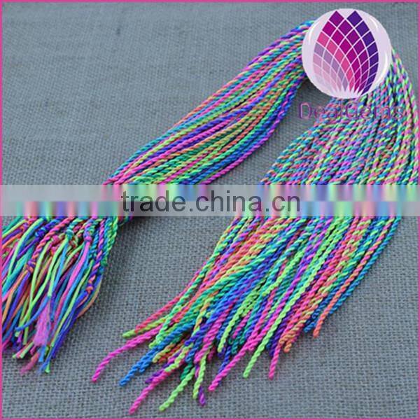 candy color braided cord bracelet thread 2mm thick 50mm length