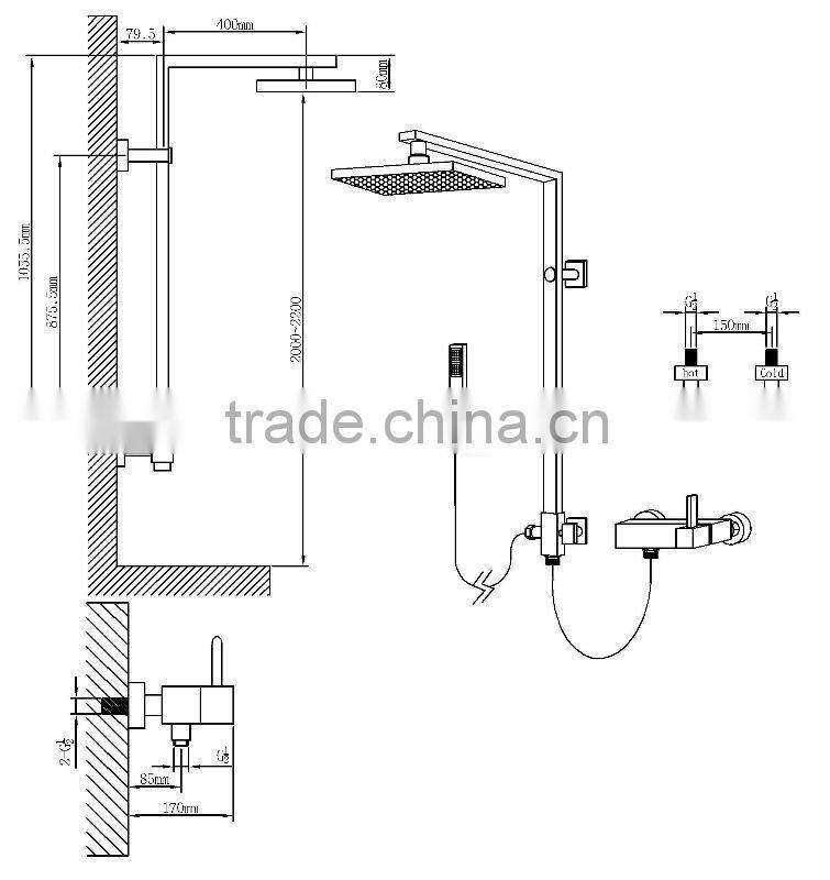 exposed luxury brass shower mixer 05/C6126-022