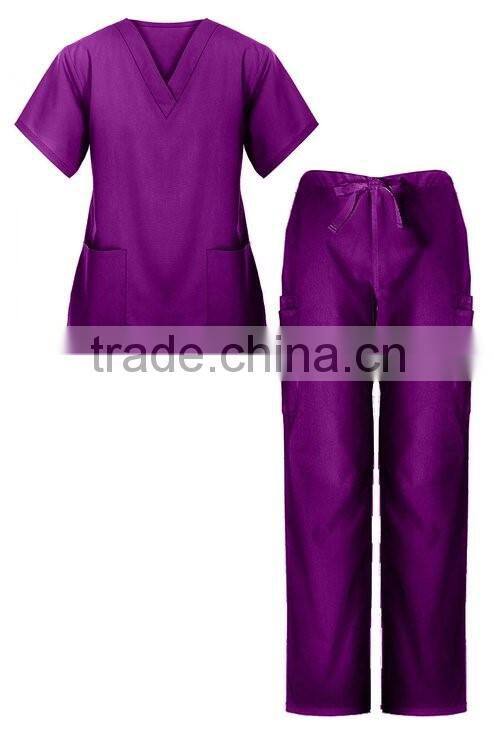 OEM Polyester cotton blend Unisex Medical Scrub Set