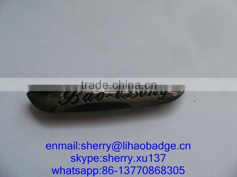 metal car chair logo , gun black plating zinc alloy metal tag for car chairs,metal chair nameplate
