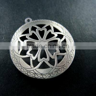33MM vintage style antiqued silver flower engraved filigree round photo locket pendants DIY supplies 1113019
