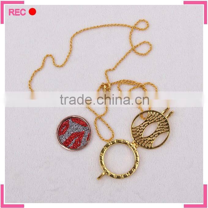 Imitation Gold necklace imitation jewelry with round pendant, imitation gold necklace for women