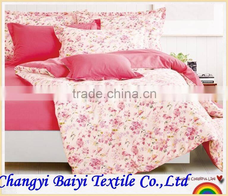 100% polyester fabric wholesale flower print style printed & dyed fabric wide width microfiber bedsheet