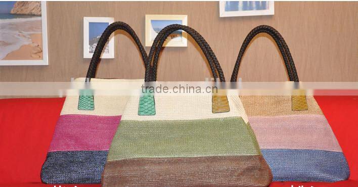 women crochet straw bag natural color real handmade handbag