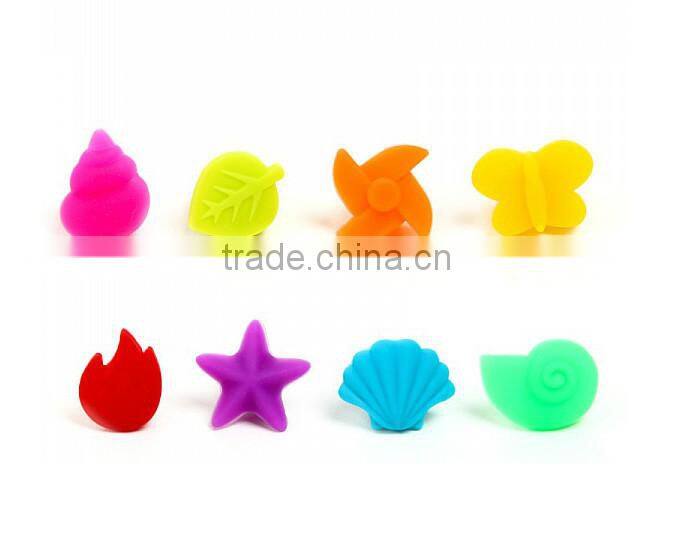 2017 Christmas products hot item custom shaped colorful silicone glass marker from factory directly