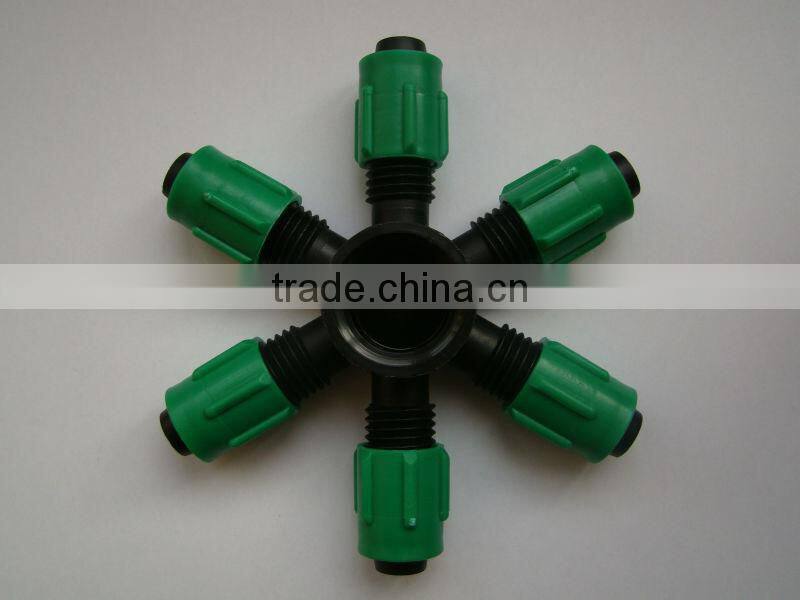 drip irrigation system reducing six-way connector