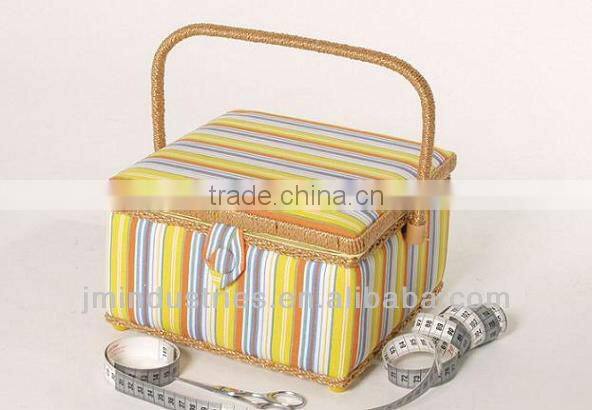 Large Wooden Sewing Tool Basket w/ Accessories